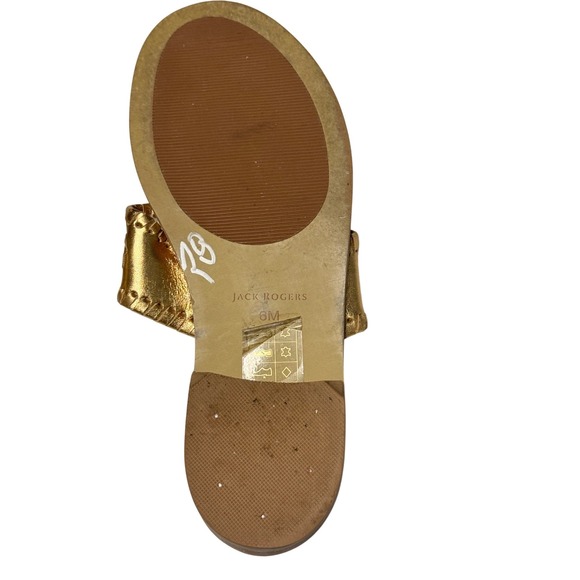 Jack Rogers Jacks Flat Metallic Gold Leather Thong Sandals Womens 6M 1121 - Picture 9 of 9